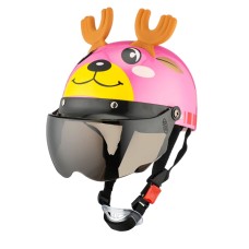 BYB 810 Children Cartoon Electric Motorcycle Helmet, Specification: Tea Color Short Lens(Summer Pink Elk)