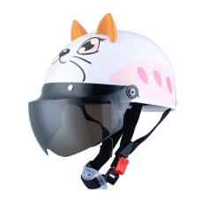 BYB 810 Children Cartoon Electric Motorcycle Helmet, Specification: Tea Color Short Lens(Summer Cat)