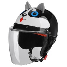 BYB 820 Children Four Seasons Universal Cartoon Electric Motorcycle Helmet, Specification: Transparent Long Lens(Four Seasons Black Dog)