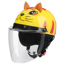 BYB 820 Children Four Seasons Universal Cartoon Electric Motorcycle Helmet, Specification: Transparent Long Lens(Four Seasons Yellow Tiger)