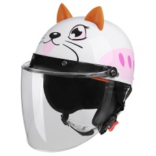 BYB 820 Дети четыре сезона универсальный мультипликационный электрический мотоцикл шлем, спецификация: прозрачная длинная линза (Four Seasons White Cat)