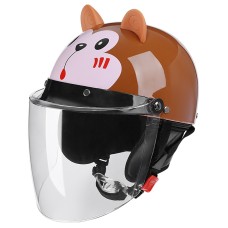 BYB 820 Дети четыре сезона универсальный мультипликационный электрический мотоцикл шлем, спецификация: прозрачная длинная линза (Four Seasons Brown Monkey)