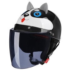 BYB 820 Дети четыре сезона Универсальный мультипликационный электрический мотоцикл шлем, спецификация: Цвет чая Длинный объектив (Четыре сезона Black Dog)