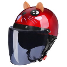 BYB 820 Children Four Seasons Universal Cartoon Electric Motorcycle Helmet, Specification: Tea Color Long Lens(Four Seasons Red Mice)