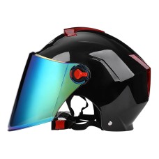 BYB X-335 Sunscreen Riding Electric Motorcycle Helmet, Specification: Colorful Long Lens(Piano Black)
