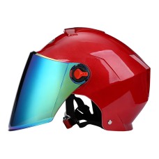 BYB X-335 Sunscreen Riding Electric Motorcycle Helme, Спецификация: красочная длинная линза (красный)