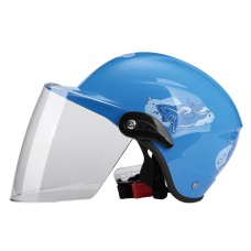 BYB X-201 Children Cartoon Helmet Electric Car Protective Cap, Specification: Transparent Lens(Royal Blue Shark)