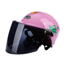 BYB X-201 Children Cartoon Helmet Electric Car Protective Cap, Specification: Tea Color Lens(Pink Bubble Crab)