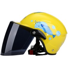 BYB X-201 Children Cartoon Helmet Electric Car Protective Cap, Specification: Tea Color Lens(Lemon Yellow Bubble Fish)