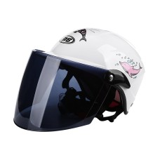 BYB X-201 Children Cartoon Helmet Electric Car Protective Cap, Specification: Tea Color Lens(White Dolphin)