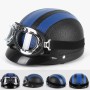 BSDDP A0318 PU Helmet With Goggles, Size: One Size(Black Blue)
