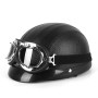BSDDP A0318 PU Helmet With Goggles, Size: One Size(Black)