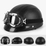 BSDDP A0318 PU Helmet With Goggles, Size: One Size(Black)