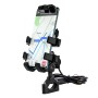 WUPP CS-1098A1 Motorcycle Aluminum Alloy Eight-jaw Mobile Phone Charging Holder with Switch(Black)