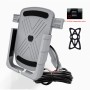 CS-1066B2 Motorcycle Aluminum Alloy Mobile Phone Holder Bracket with Charging Function, Mirror Holder Version(Silver)