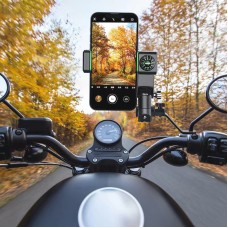 Motorcycle Spherical Compass Phone Holder, Rearview Mirror without Light (Green)