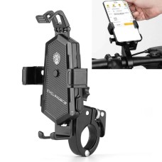 Bicycle Mobile Phone Holder Can Rotate And Adjust Fixed Aluminum Alloy Bracket Automatic Grab Bracket, Style:Handlebar Installation(Black)