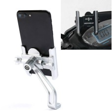 BENGGUO Bicycle Aluminum Alloy Mobile Phone Holder Electric Motorcycle Anti-Vibration Navigation Fixed Mobile Phone Holder Riding Equipment, Style:Rearview Mirror Installation(Silver)