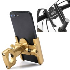 BENGGUO Bicycle Aluminum Alloy Mobile Phone Holder Electric Motorcycle Anti-Vibration Navigation Fixed Mobile Phone Holder Riding Equipment, Style:Handlebar Installation(Gold)