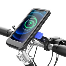 WH-69 15W Wireless Charging Bicycle Waterproof Mobile Phone Holder Mountain Bike Anti-Shake Touch Screen Holder For 4.5 ~ 6.7 inch Mobile Phone(Black)