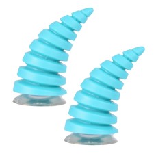 2PCS Motorcycle Horn Sucker Helmet Decoration(Light Blue)