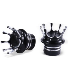 1 Pair  Motorcycle Modified Front Wheel Axle Cover Crown Decoration Axle Cover For Harley Sportste 883 / 1200(Black and White)
