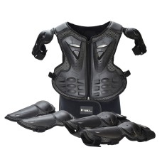 Призрачные гонки на мотоцикле Защитное снаряжение детей Безопасность безопасности спортивные жилеты + коленные прокладки + костюмы для локтевых площадок (черный)