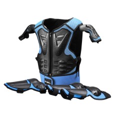 GHOST RACING Motorcycle Protective Gear Children Safety Riding Sport Vest + Knee Pads + Elbow Pads Protective Suit(Blue)