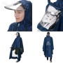 Universal Super Water-Resistant Dual Hooded Motorcycle Rain Poncho Coat Raincoat(Blue)