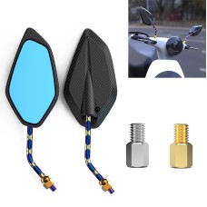 Motorcycle / Electromobile Modified Diamond-shaped Burnt Titanium Plating Rearview Mirror, Style:Carbon Fiber Type X Texture