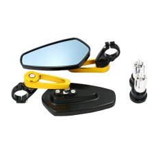 Electric Bike Motorcycle Modified Reversing Retro Rearview Handle Mirror All Aluminum Reflective Rearview Mirror(Golden)