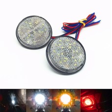 2 PCS Motorcycle Trailer Truck DC 12-15V Wired 24-LED Indicator Lamp Reflector Round Marker Tail Light, Light Color: White (Steady + Flash Lighting)(White)