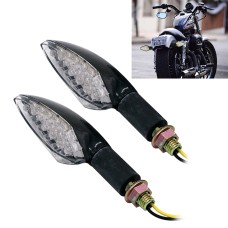 2 PCS Universal Leaf Shape Motorcycle Yellow Light Turn Signal Rear Indicator Light with 15 LED Lamps, DC 12V(Black)