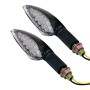 2 PCS Universal Leaf Shape Motorcycle Yellow Light Turn Signal Rear Indicator Light with 15 LED Lamps, DC 12V(Black)