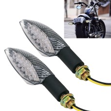 2 PCS Universal Leaf Shape Motorcycle Yellow Light Turn Signal Rear Indicator Light with 15 LED Lamps, DC 12V(Grey)