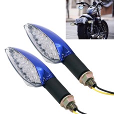 2 PCS Universal Leaf Shape Motorcycle Yellow Light Turn Signal Rear Indicator Light with 15 LED Lamps, DC 12V(Blue)
