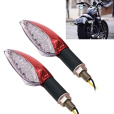 2 PCS Universal Leaf Shape Motorcycle Yellow Light Turn Signal Rear Indicator Light with 15 LED Lamps, DC 12V(Red)