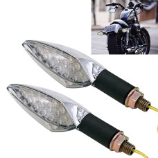 2 PCS Universal Leaf Shape Motorcycle Yellow Light Turn Signal Rear Indicator Light with 15 LED Lamps, DC 12V(Silver)
