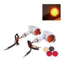 2 PCS Motorcycle LED Turn Signal Light Bullet Blinker with 10mm Mounting Bolt Threads(Silver)