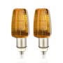 2 PCS PE-ZS102 Motorcycle Retro Style Turn Signal Light(Electroplated Silver + Yellow Light Shell)