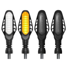 4 PCS Modified Motorcycle 16LEDs Brake Turn Tail Light, Smoked Shell(White Light + Yellow Light)