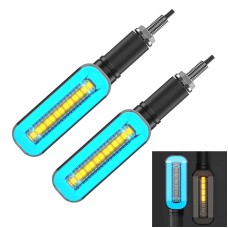 1 Pair Electric Motorcycle 24LED Two-color Running Water Steering Side Light(Blue Light + Yellow light)