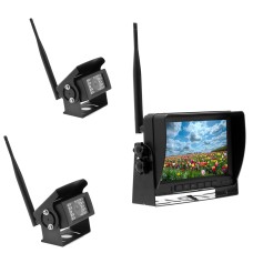 K0232 7 inch 140 Degrees Wide Angle HD Car Rear View Backup Dual Cameras Rearview Monitor Split Screen
