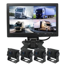 PZ612-4AHD IP67 120 Degree Car AHD 1080P 2 Megapixels 10 inch 4-Way Rearview Mirror Monitor, Night Vision Full Color, with Video Function