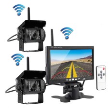 PZ-607-W-2 2 Мониторинг камеры безопасности 2,4 ГГц Беспроводной транспортный автомобиль, инфракрасное ночное видение камера заднего вида + 7-дюймовый монитор для туристов RV Truck Travel Trailer