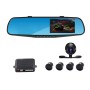 PZ621 4.3 inch LCD Rear View Mirror Car Recorder with Parking Rear Camera + 4 Rear Radar + Parking Sensor