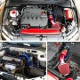 Universal Car Cold Air Intake Kit Modified Aluminum Tube 76mm / 3inch Mushroom Head Style Air Filter(Red)