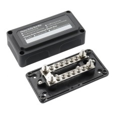 Max DC 48V 100A Heavy-Duty Module Design Bus Bar 4 M6 / 12 M4 Terminal Studs Box Busbar for Car / RV / Boat