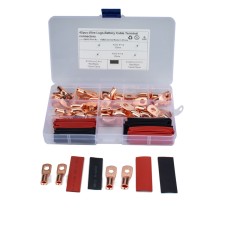 40 PCS AWG T2 Copper Heavy-duty Cold-pressed Wire Terminals 8 x 1/4 & 6 x 1/4 with Heat Shrinkable Tube