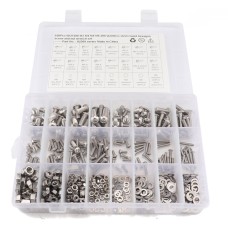 520 PCS 304 Stainless Steel Screws and Nuts Hex Socket Head Cap Screws Gasket Wrench Assortment Set Kit